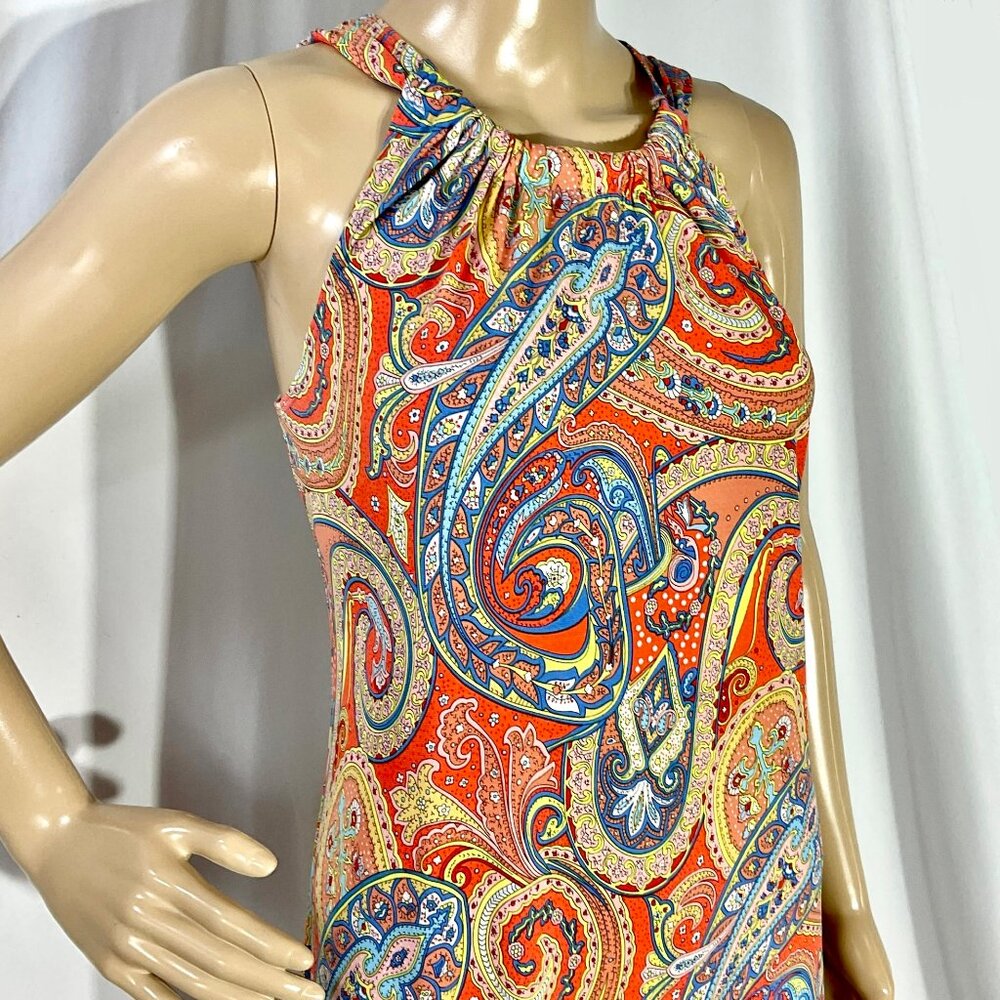 Ivy Lane Sz Large Orange Paisley Sheath Womens Dress